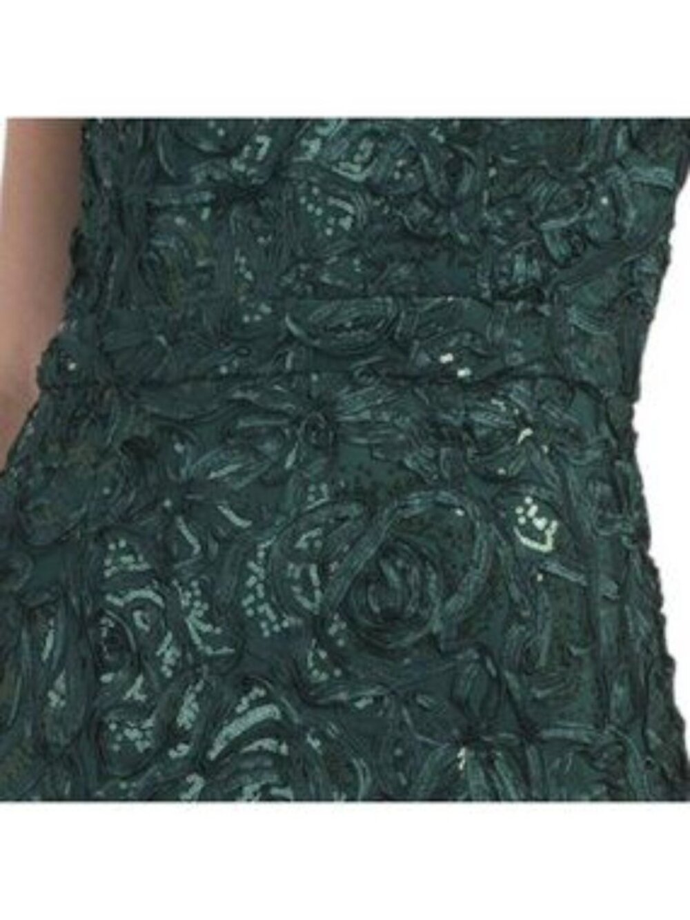 XSCAPE Long Soutache Cap Sleeve Asymetric Neck Dress - Picture 4 of 5